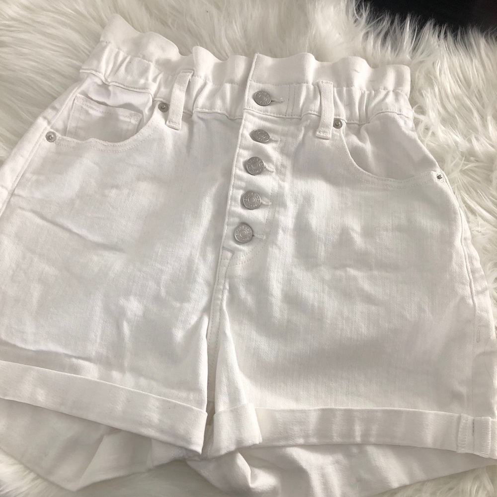 white paper bag shorts express extreme high rise